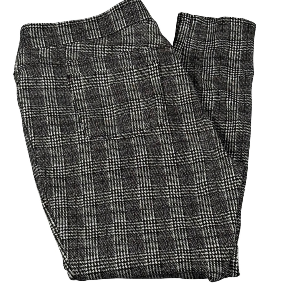 SEVEN7 Black White Plaid Pants XXL Straight‎ Leg Business Casual Workwear Chic